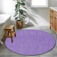 thumbnail image 4 of Purple 3.3ft Round Rug, Farmhouse Burlap Solid Purple Color Modern Linen Texture Non-Skid Rubber Backing Large Area Rugs - Living Room Bedroom Home Office, Indoor Floor Mat Carpets Washable Rug, 4 of 9