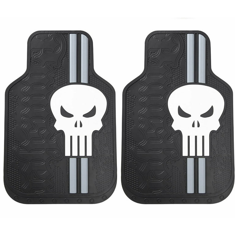 NEW 6pc Marvel Punisher Skull Car Truck Rubber Floor Mats Steering