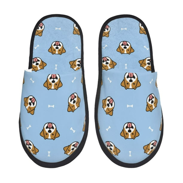 Fotbe Terrier Pantuflas Peludas para Mujer con Estampado, Zapatillas de Peluche, Zapatos de Invierno para Casa, Uso Interior y Exterior-Medium