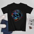 thumbnail image 3 of Skull T-shirt Skull Unisex T-shirt Unisex tees Casual Cotton Colorful Printing, 3 of 5