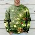 thumbnail image 4 of Long Sleeve Shirts for Men Mens Christmas Plus Size Hoodless Pullovers Fashion Sweatshirts Holiday Logo Print Clothing Tops Hop Oversized Sweatshirts Striped Tape Sweatshirt Apparel T Bohemia Green M, 4 of 5