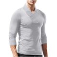 thumbnail image 2 of SDNall Long Sleeve T-Shirts Man Long Sleeve Solid Color V-Neck Button Fashion Fallow T-Shirt Tops, 2 of 9