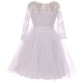 thumbnail image 3 of Big Girls' Long Sleeve Girls Dress Floral Lace Roses Corsage Easter Flower Girl Dress White 12 (J20KS98), 3 of 3