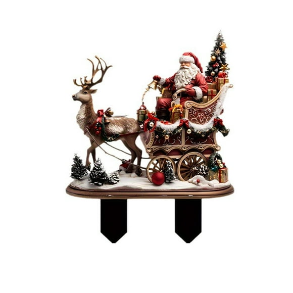 Vintage Garden Sign Valentine's Day Cards for Kids with Candy Vegetables Christmas Signs Indoor Custom Yard Signs with Christmas Decoration: Santa Rides A Reindeer Sled And Inserts Decorations