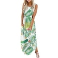 thumbnail image 2 of SMihono Robe Maxi Bohème d'Été pour Femmes Grande Taille Robe Longue Imprimée Sans Manches à Col Rond pour Femmes Robe de Plage Évasée, 2 of 5