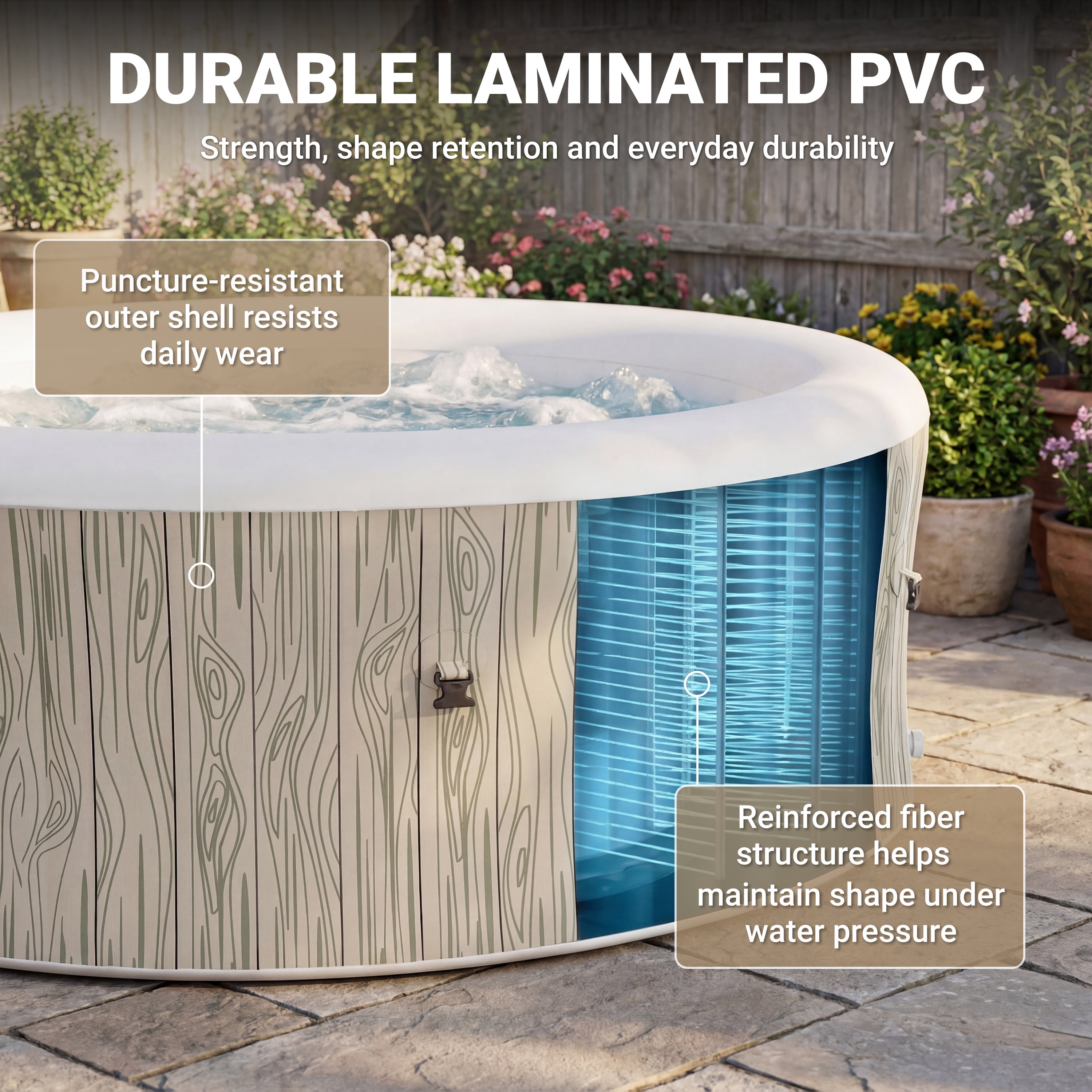 Segmart 6-8 Person Inflatable Hot Tub, 80-inch Round Outdoor Portable Spa with 140 Bubble Jets, Heating & Filtration System, 104°F Max Temp, Backyard Blow up Hot Tub with Cover, Easy-Setup
