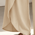 thumbnail image 4 of Morttic Women's High Waist Wide Leg Pants – Tie Waist Slit Design Solid Loose Boho Summer Beach Vacation Flared Trousers Beige，S, 4 of 6