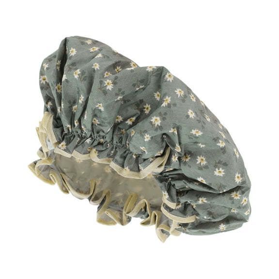 Unique Bargains 1 Pc Women Small Flower Bath Cap for Bathroom Business Travel Gray Blue