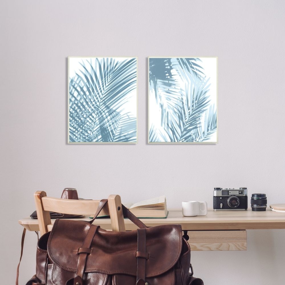 Stupell Industries Blue Ferns Abstract Light Designs Framed Wall Art by C Brand Studios