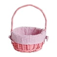thumbnail image 1 of Cesta de mimbre tejida a mano, multiusos, para arreglos florales, con asa. Rosa, 1 of 5