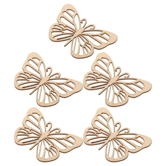 FRCOLOR 5pcs Beige Butterfly Shaped Wooden Slices for DIY Crafts and Home Decor Unfinished Wood Ornaments