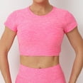thumbnail image 4 of Top corto con Cruz hueca para mujer, camiseta de manga corta para Yoga con almohadillas, camisetas de entrenamiento para Fitness, ropa de gimnasio, camisetas para correr, 4 of 5