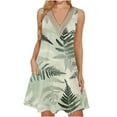 thumbnail image 2 of Viikei Womens Summer Dresses under $10,Women's Printed Lace Sleeveless Pocket V-Neck Dress Green XXL, 2 of 5