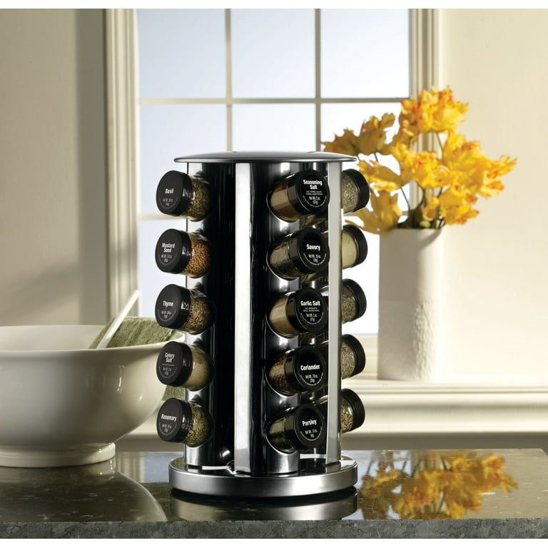Kamenstein Revolving 20-Jar Countertop Spice Rack Tower Organizer with Free  Spice Refills for 5 Years