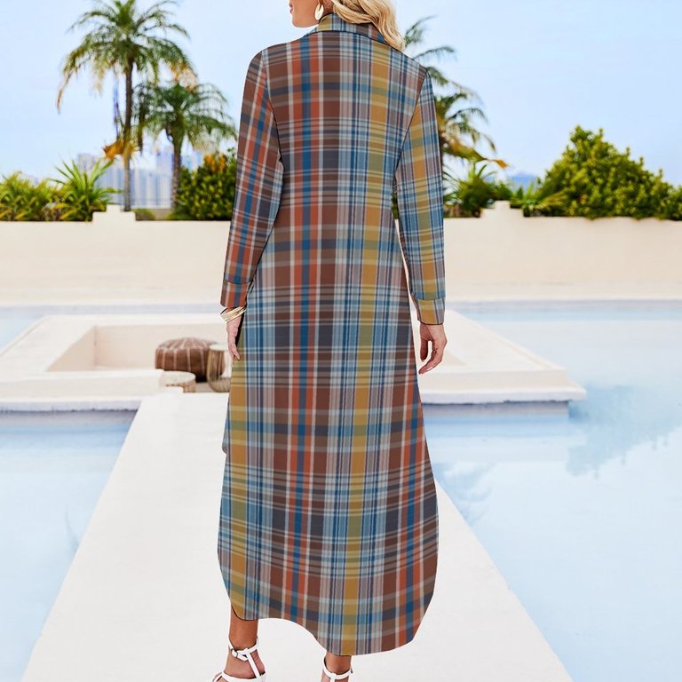 Boot Edge Edge Madras Long Sleeved Shirt Dress dress women summer women  dresses - Walmart.com