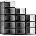 thumbnail image 3 of 12 Pack Clear Plastic Shoe Storage Bins, Stackable Foldable Shoe Organizer with Black Frame for Closet Space Saving, 3 of 7