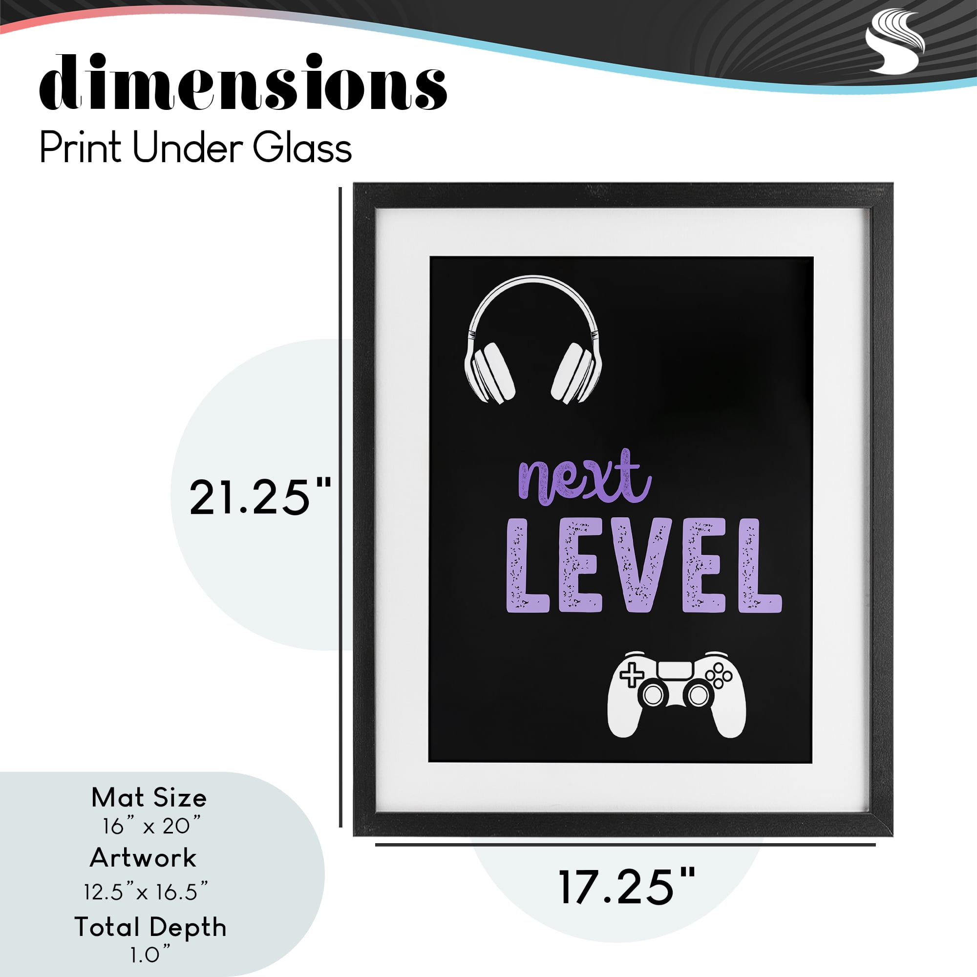 Next Level Headset & Controller Black Framed Print Under Glass, design by Christine Simpson Art