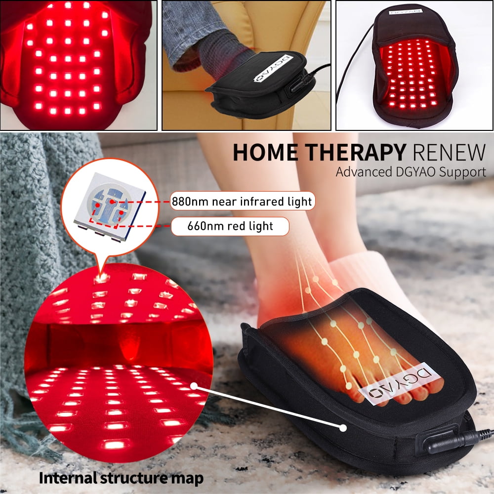 DGYAO Red Light Slippers for Feet - with Pulse Mode, Timer, Portable Infrared Light Home Device