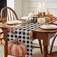 thumbnail image 3 of Burlap Table Runner 70 Inches Long,Orange Pumpkin Fall Thanksgiving Non-Slip Kitchen Table Runners for Dining Room Everyday Use Party Table Decorations Black Buffalo Plaid Retro Linen, 3 of 9