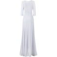 thumbnail image 2 of Bon Rosy, Women's, 3/4 Sleeve Deep V-Neck Maxi Faux Wrap Solid Plus Size Dress, White, 3X, 2 of 3