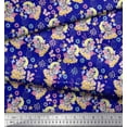 thumbnail image 3 of Soimoi Blue Velvet Fabric Insect & Teddy Bear Kids Print Fabric by The Yard 58 Inch Wide, 3 of 3