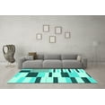 thumbnail image 3 of Ahgly Company Machine Washable Indoor Square Abstract Turquoise Blue Modern Area Rugs, 7' Square, 3 of 4