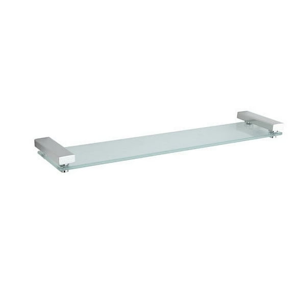 Cortesi Home Enzo Contemporary Stainless Steel Glass Vanity Shelf, Chrome