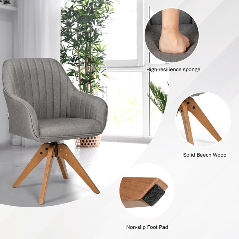 Finihen Modern Accent Chair, Fabric Swivel Accent Chair with Beech Wood Legs, for Bedroom, Living Room, Dining Room, Gray Finihen Modern Accent Chair, Fabric Swivel Accent Chair with Beech Wood Legs, for Bedroom, Living Room, Dining Room, Gray