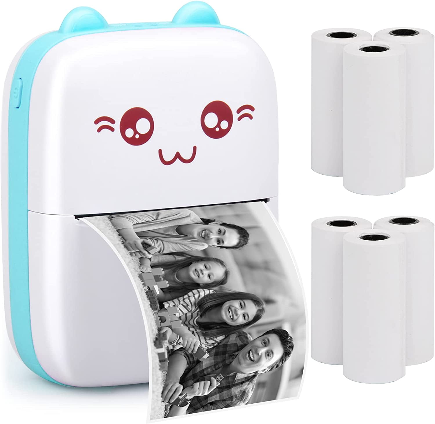 Portable Printer, Mini Pocket Wireless Bluetooth Thermal Printers with 6 Printing Paper for Android Smartphone, BT Printing Gift for Label Receipt Notes Study Home Office, Blue - Walmart.com