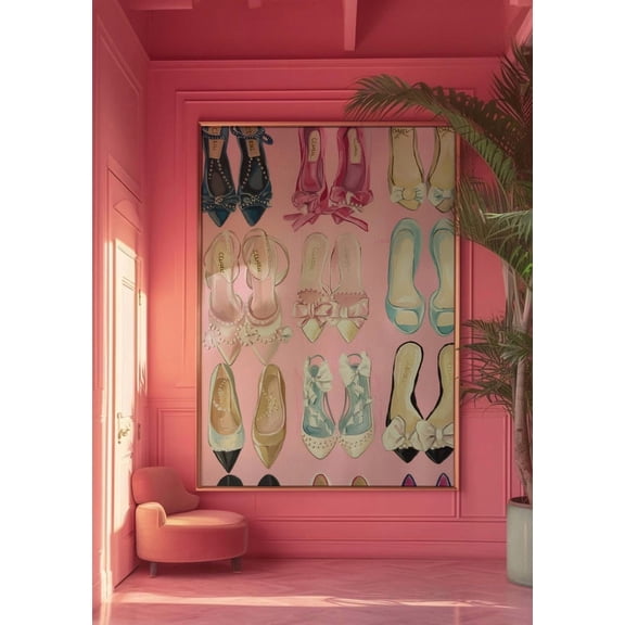 Vintage Heels Poster Vogue Prints Pink Wall Art Photography Prints Fashion Wall Art, Matte Canvas Stretched, Posters for Room Bedroom Living Room Bathroom Wall Decor, Posters & Art Prints, Gift.