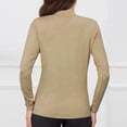 thumbnail image 4 of Vinsonshop Women's Fleece Lined Long Sleeve Shirts Mock Neck Slim Fit Winter Basic Tee Soft Comfy Fashion T Shirt Casual Going Out Tops Workout Tops Khaki S, 4 of 7