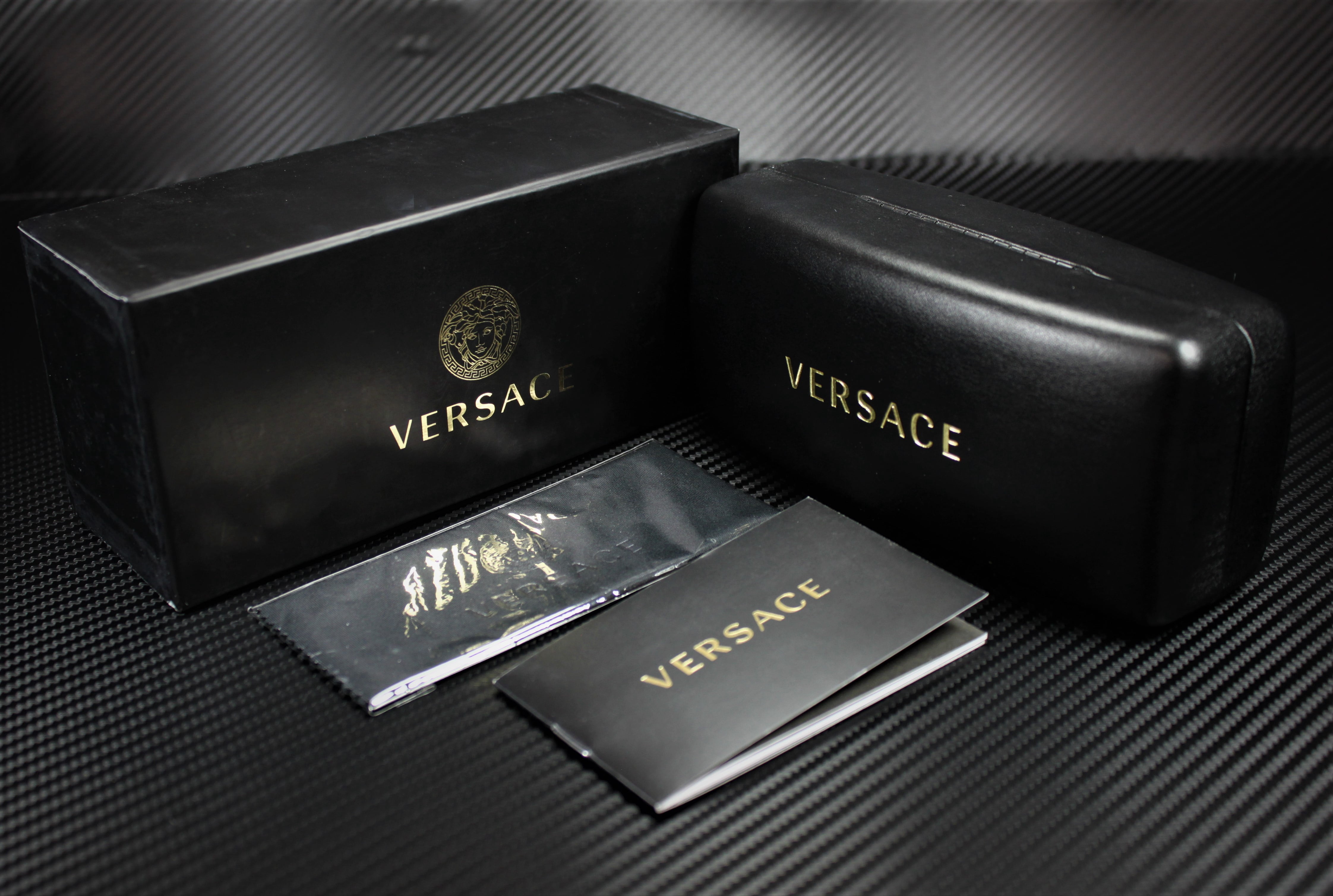 Versace Men's Rectangle Sunglass, Black and Dark Grey