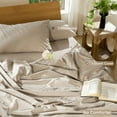 thumbnail image 5 of MooMee Duvet Cover Set Twin 100% Washed Cotton Linen Like Textured Breathable Soft 2-Piece (Taupe, 68"x90"), 5 of 8