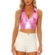 thumbnail image 1 of TOP CROP Holográfico INSPIRE CHIC para Mujeres, Brillante y Reluciente, Halter Metálico, Talla XL, Rosa, 1 of 5
