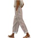 thumbnail image 1 of Amzcrzy Pantalones De Lino Mujer Capri Rayas Moda Pierna Recta Ligeros Holgados Casuales Playa Vacaciones Verano Con Bolsillos Tallas S-2XL Marrón, 1 of 5