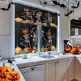 thumbnail image 3 of Halloween Skeleton Kitchen Curtains Funny Skull Window Curtains Valance and Tier Set 36 Inch, Autumn Orange Pumpkin Rod Pocket Short Tier Curtain for Room, Spiderweb Small Cafe Kitchen Decor, 3 of 6