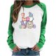thumbnail image 1 of Honeeladyy Ventas en línea Camiseta de manga raglán para mujer, suéter informal holgado de manga larga con estampado de conejito de Pascua, linda camiseta de conejo., 1 of 6