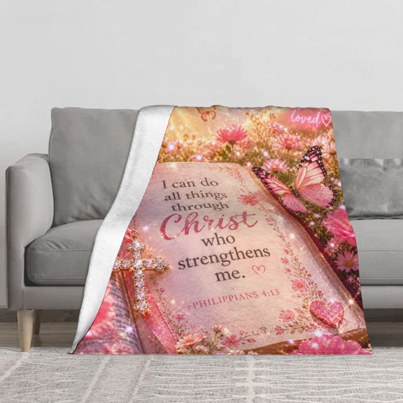 You Are So Loved Sparkle Butterfly Floral Trust God Flannel Throw Blanket Soft Blankets for Bed Sofa