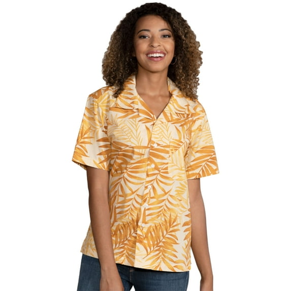 BlueGeneration Unisex Short Sleeve Tonal Campshirt 65/35 Poly/ Cotton - Mango Large Print