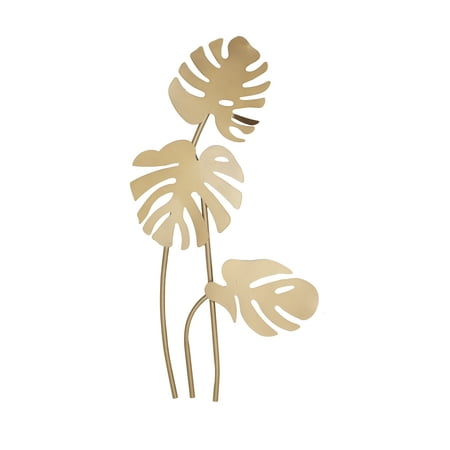 Metallic Wall Sculpture - CosmoLiving Large Metallic Gold Metal Palm Leaf Sculptures Wall Decor | 21” x 42”