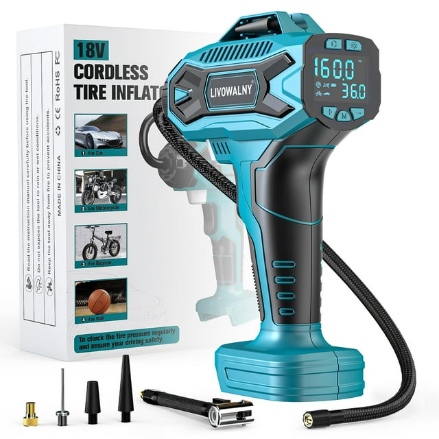 Compresor de Aire LIVOWALNY 18V Inalámbrico 160 PSI Digital
