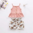 thumbnail image 1 of LSLJS Girls' Summer New Strip Printed Solid Color Top and Shorts Two-piece Set Summer Clothes Kids Clothing Trendy 2024, 1 of 9