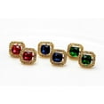 thumbnail image 5 of CZ Stud Earrings 2ct princess cut Cubic Zirconia 18K yellow gold plated halo square men women gift, 5 of 8