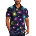 thumbnail image 2 of Blusa y camisa de manga corta con cuello vuelto para hombre, blusa informal de moda con cuello vuelto, blusa estampada de manga corta con botones, blusa de poliéster para hombre, 2 of 6