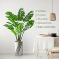 thumbnail image 3 of Artificial Tree in Geometric Pattern Planter, Fake Monstera Silk Tree for Indoor and Outdoor Home Decoration - 56" Overall Tall (Plant Pot Plus Tree), 3 of 5