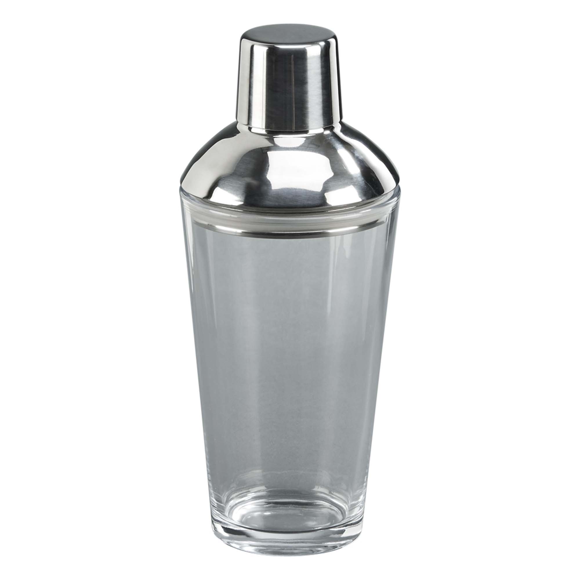 8.5" Silver Glass Bottom Cocktail Shaker
