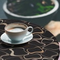 thumbnail image 3 of Ambesonne Retro Fitted Round Tablecloth, Circular Art Shapes Abstract, 36"- 40" Diameter, Charcoal Grey Cocoa Tan, 3 of 5