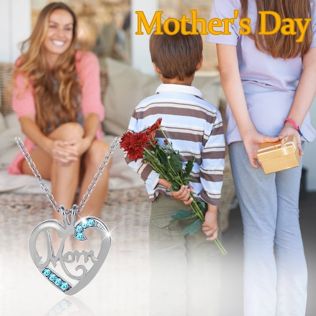 Collar para mujer, joyería para mujer, collar con colgante de cristal en forma de corazón, joyería para el Día de la Madre, collar para mamá