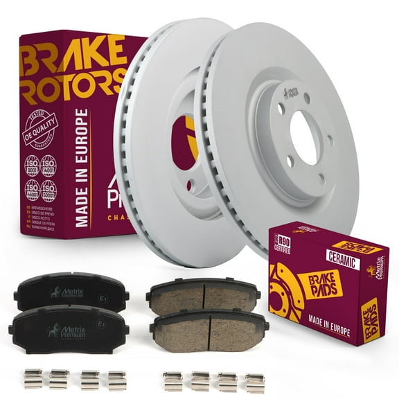 Metrix Premium Chassis Parts - Front Ceramic Disc Brake Pad Set & Vented Brake Rotor (12.60 inch) Kit Fits 2007-2014 Ford Edge, 2007-2015 Lincoln MKX, Made in Europe