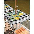 thumbnail image 2 of Outdoor Tablecloth with Umbrella Hole for Patio/Picnic/Party/Camping, Summer Lemons Waterproof Table Cloth Square Cover Washable, White Black Plaid Farmhouse Tropical Fruits (60"x 60"), 2 of 9